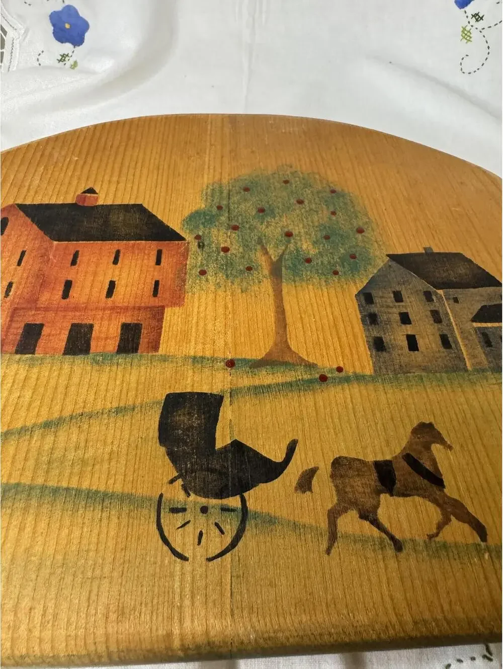 Vintage Amish Folk Art Wooden Wall Art by Bock - Cottage Core